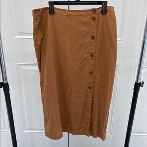 Nordstrom Treasure & Bond Brown Button Front Midi Skirt